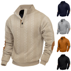 Men's Casual Stand Collar Cashmere Button Long Sleeve Sweatshirt