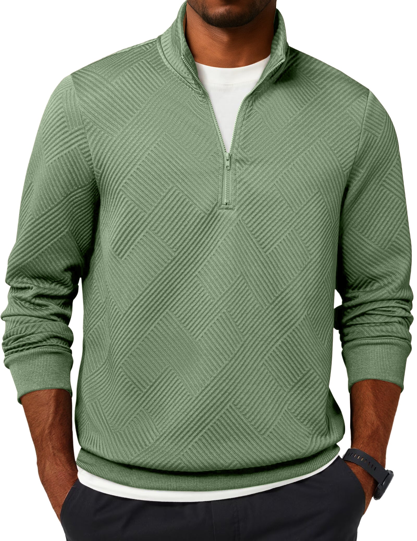 Fashionable Casual Quarter-zip Stand-up Collar Sweatshirt