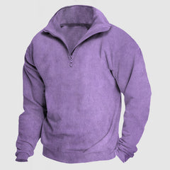 Men's Casual Loose Zipper Suede Pullover Hoodie