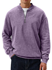 Men's Casual Retro Baseball Collar Zipper Long-sleeved Sweatshirt