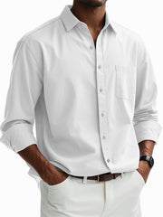 Men's Casual Cotton Pocket Basic Long Sleeve Shirt