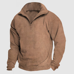 Men's Casual Loose Zipper Suede Pullover Hoodie
