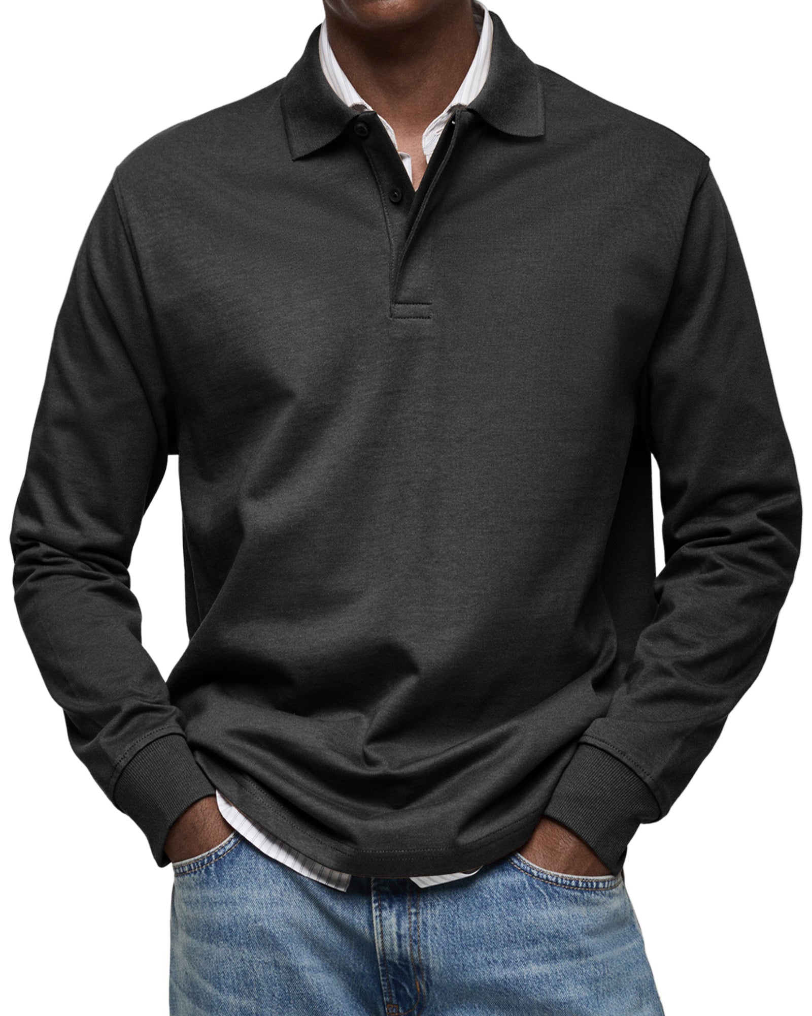 CLEARANCE🔥Men's Everyday Comfort Lapel Button Casual Long Sleeve POLO Shirt