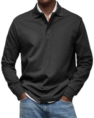 CLEARANCE🔥Men's Everyday Comfort Lapel Button Casual Long Sleeve POLO Shirt