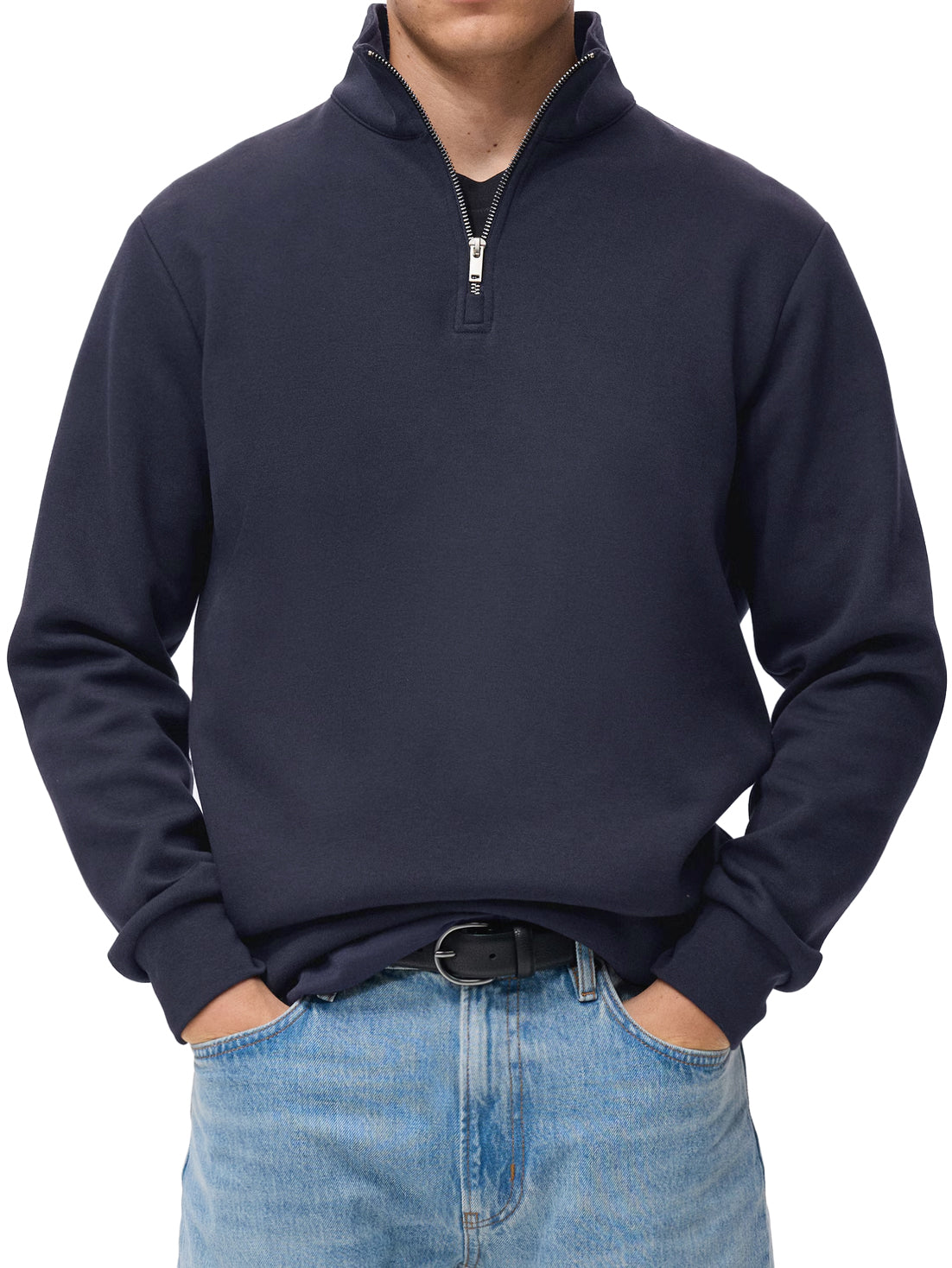 Men's Stylish And Comfortable Half-zip Stand-up Collar Casual Long-sleeved Polo Shirt