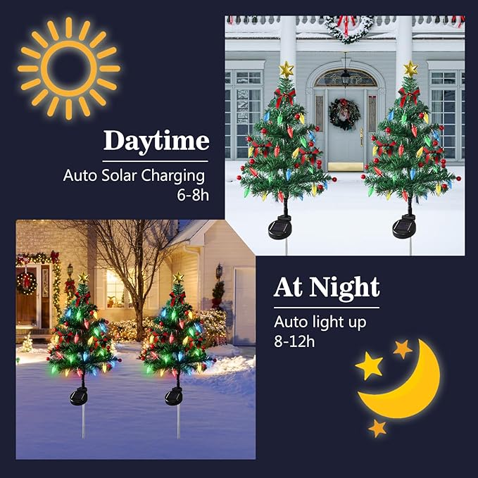 🎄 Solar Christmas Tree Light – Add Holiday Magic to Your Outdoors✨🎄