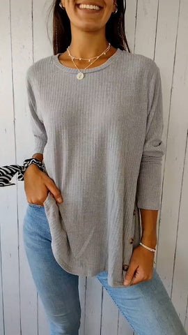 Women's Comfortable Crew Neck Button-down Top (Buy 2 Free Shipping)
