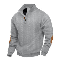 Men's Casual Stand Collar Cashmere Button Long Sleeve Sweatshirt