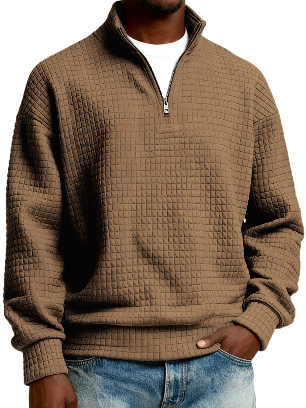 Men's Half-zip Quilted Jacquard Pullover