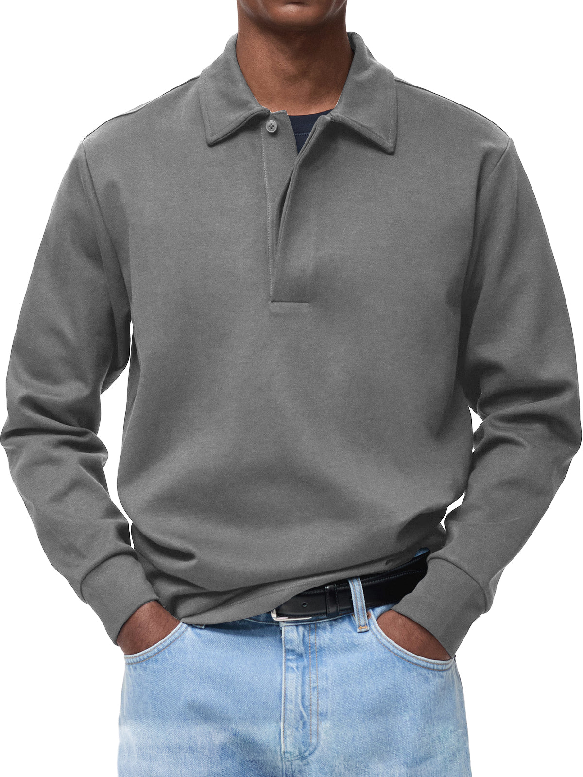 Men's Comfortable Everyday Lapel Button-down Casual Long-sleeved Polo Shirt