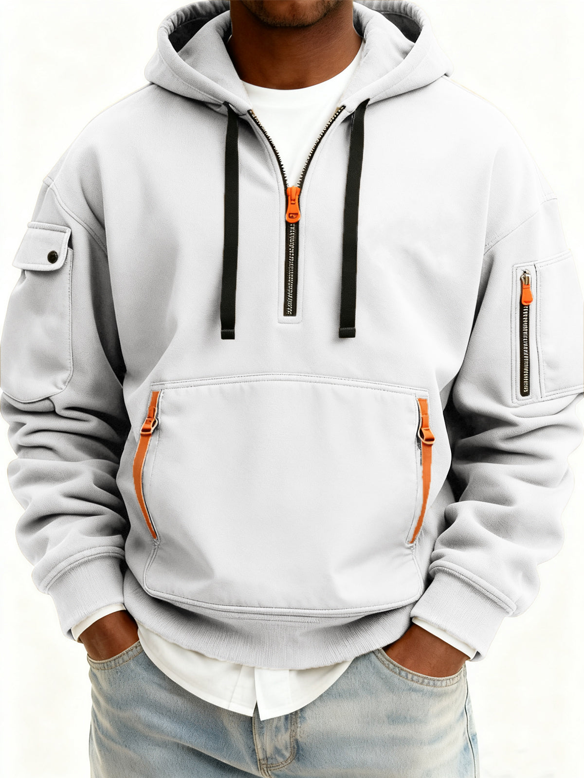 Men's Casual Sports Multi-zip Pullover Hoodie