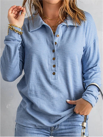 Solid Color Knit Sweater Women Lapel Long-sleeved Bottoming Tops New Fall and Winter