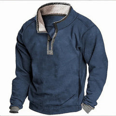 Men's Casual Stand Collar Pocket Cashmere Sweatshirt