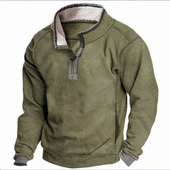 Men's Casual Stand Collar Pocket Cashmere Sweatshirt