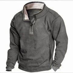 Men's Casual Stand Collar Pocket Cashmere Sweatshirt