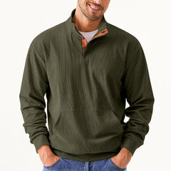 Men's Casual Long Sleeve Stand Collar Pullover Sweatshirts With Pocket