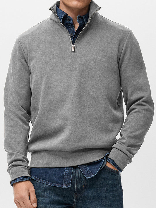 Men's Simple Heavyweight Everyday Quarter Zip Pullover