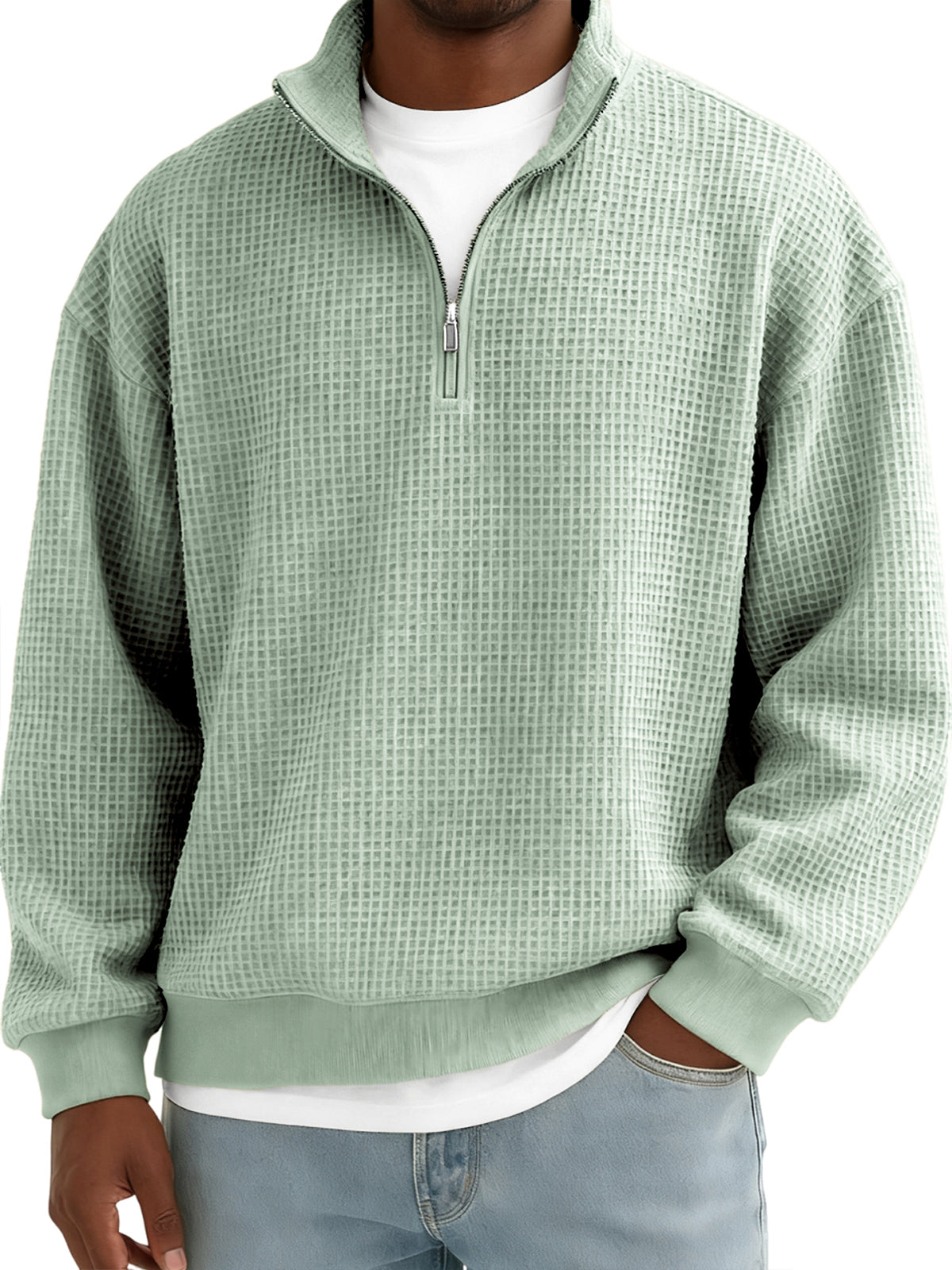 Men's Quarter-zip Breathable Waffle Pullover