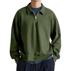 Men's Casual Half-zip Lapel Loose Pullover Polo Shirt