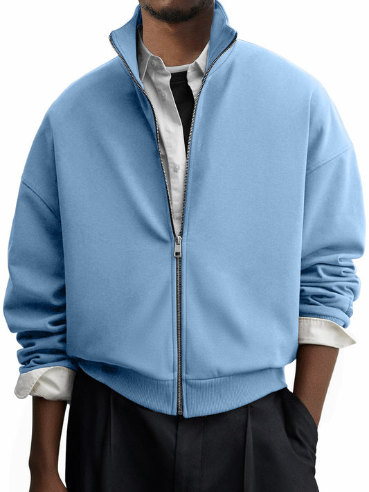 Men's Casual Everyday Stand Collar Zip-up Jacket