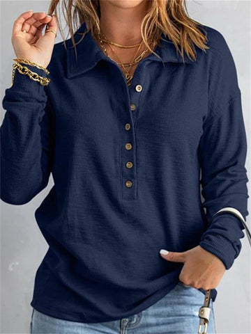 Solid Color Knit Sweater Women Lapel Long-sleeved Bottoming Tops New Fall and Winter
