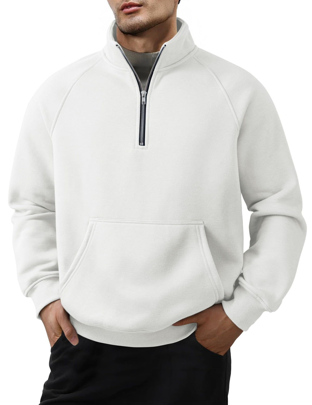 Men's Quarter Zip Casual Fleece Cotton Pullover Sweater
