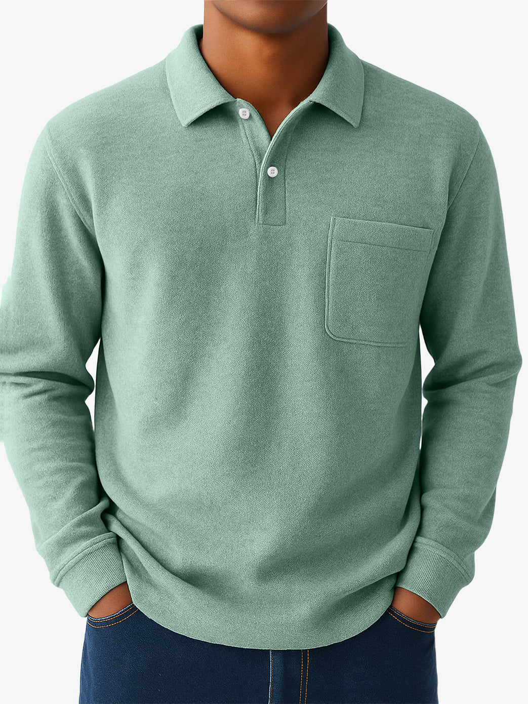 Men's Quality Cotton Casual Everyday Long  Sleeved Polo Shirt