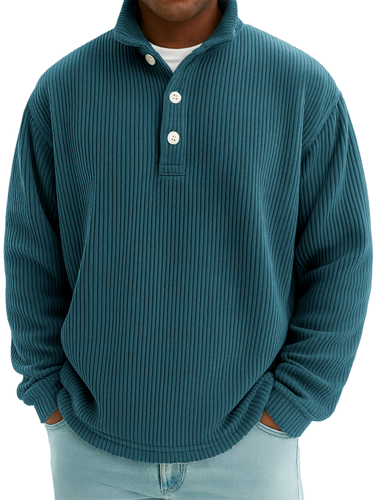 Men's Stylish Corduroy Stand-up Collar Polo Shirt