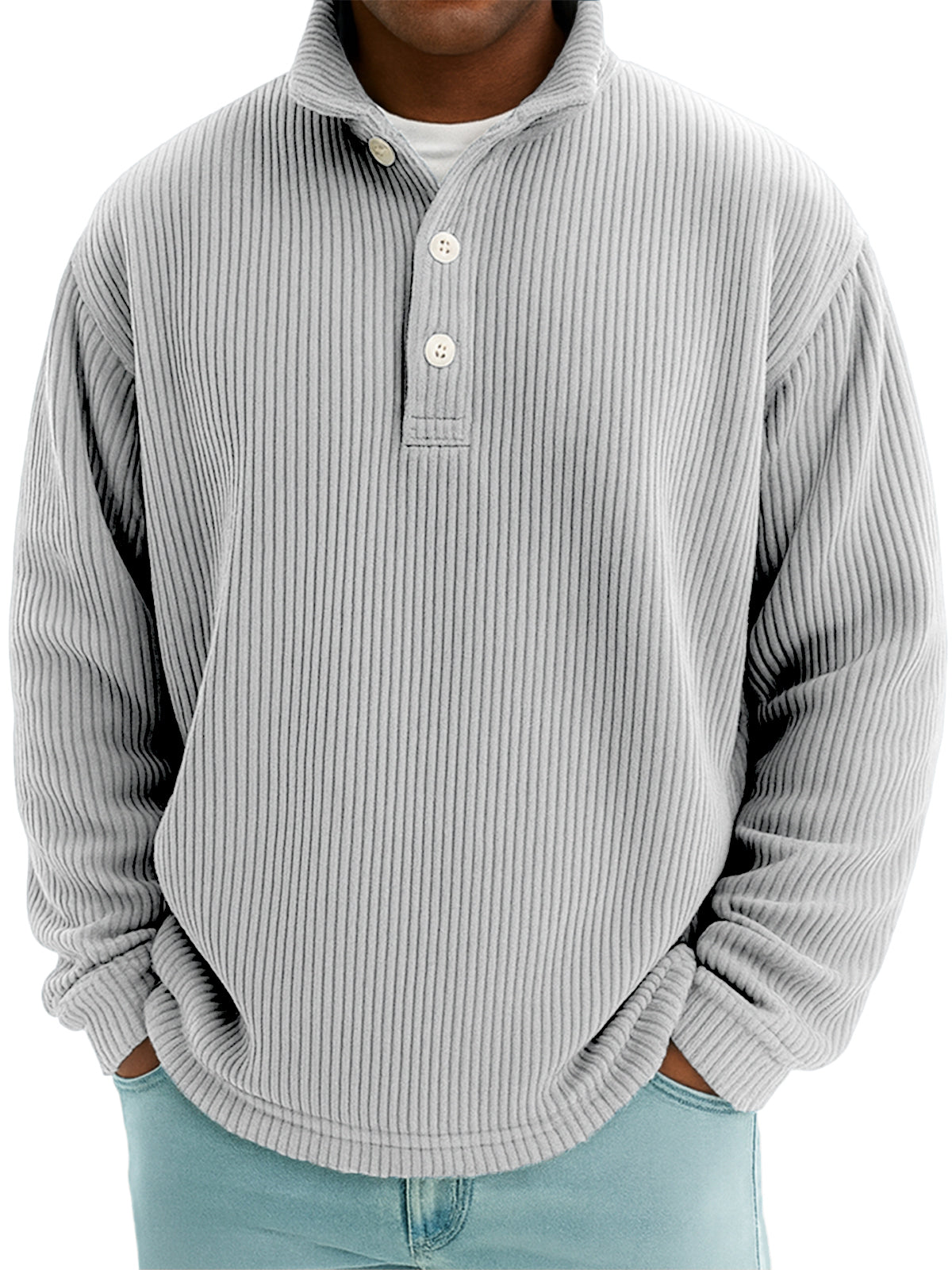 Men's Stylish Corduroy Stand-up Collar Polo Shirt