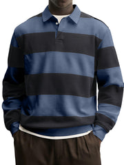 Men's Casual Striped Contrast Collar Polo Shirt