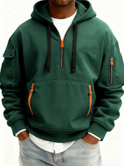 Men's Casual Sports Multi-zip Pullover Hoodie