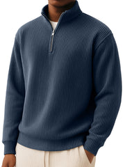 Men's Simple Casual Quarter Zip Long-sleeved T-shirt