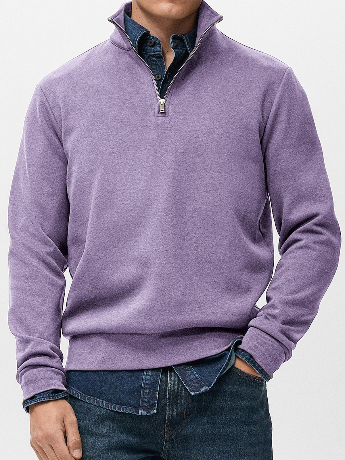 Men's Simple Heavyweight Everyday Quarter Zip Pullover