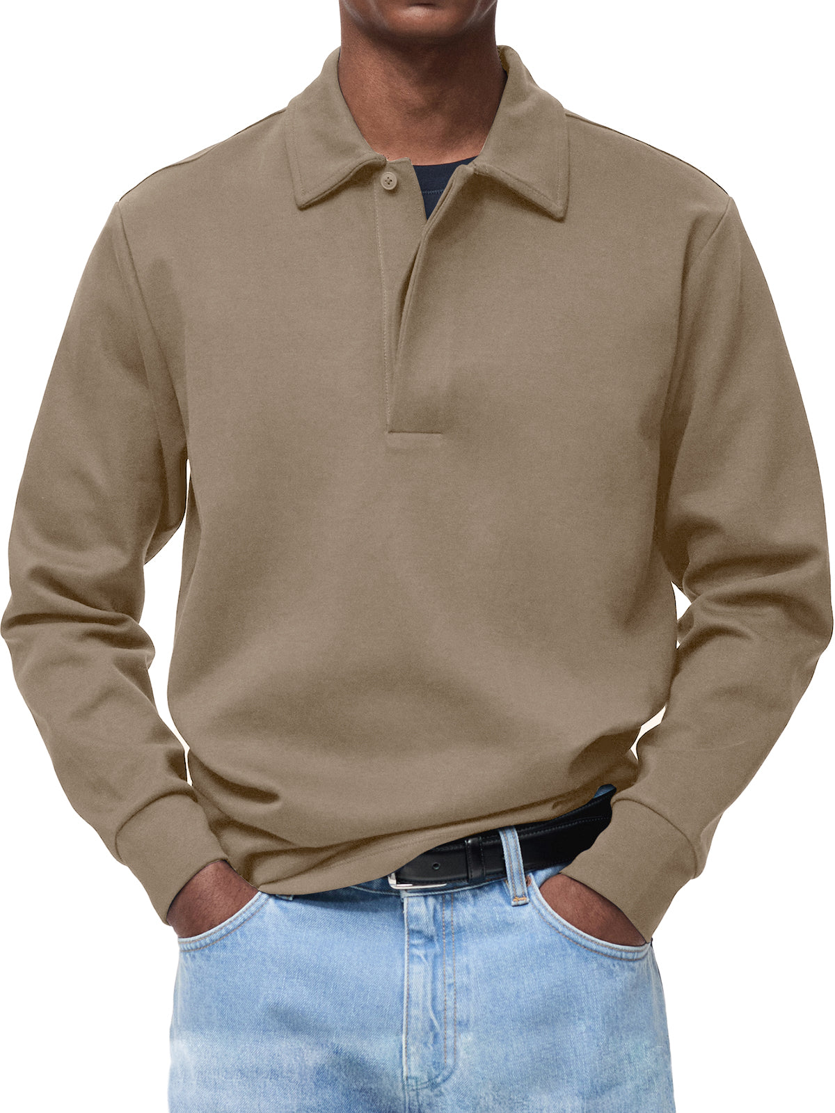 Men's Comfortable Everyday Lapel Button-down Casual Long-sleeved Polo Shirt