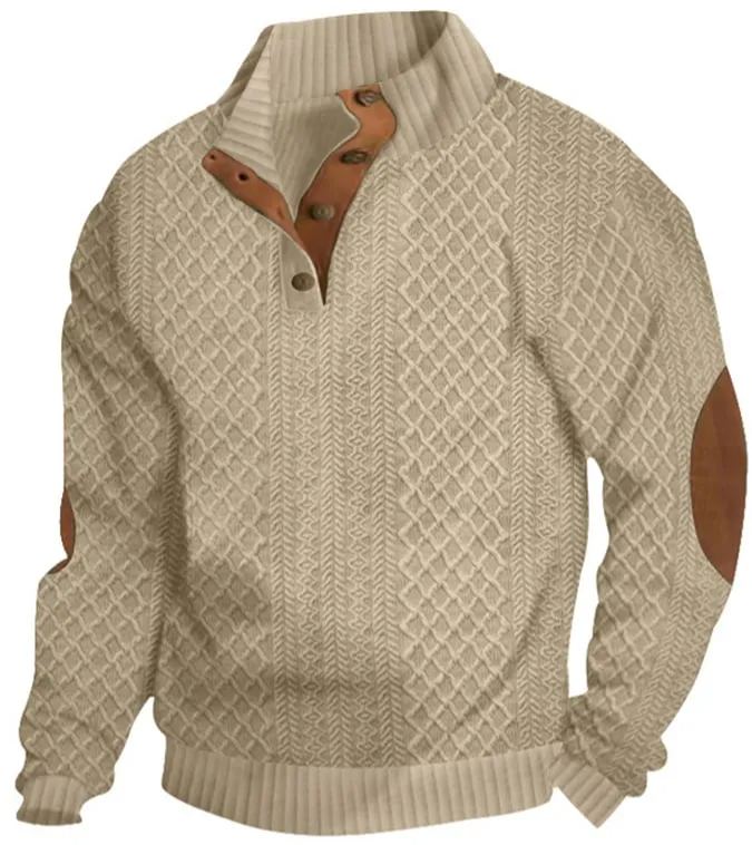 Men's Comfy Outdoor Casual Stand Button Long Sleeve Sweater