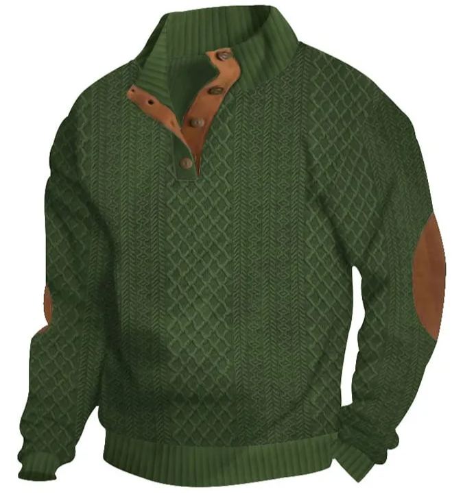Men's Comfy Outdoor Casual Stand Button Long Sleeve Sweater
