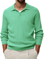 Men's Comfortable V-neck Vintage Stretch Striped Polo Shirt