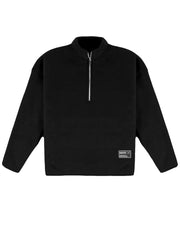 Men's Half-Zip Polar Fleece Stand Collar Embroidered Label Sweatshirt