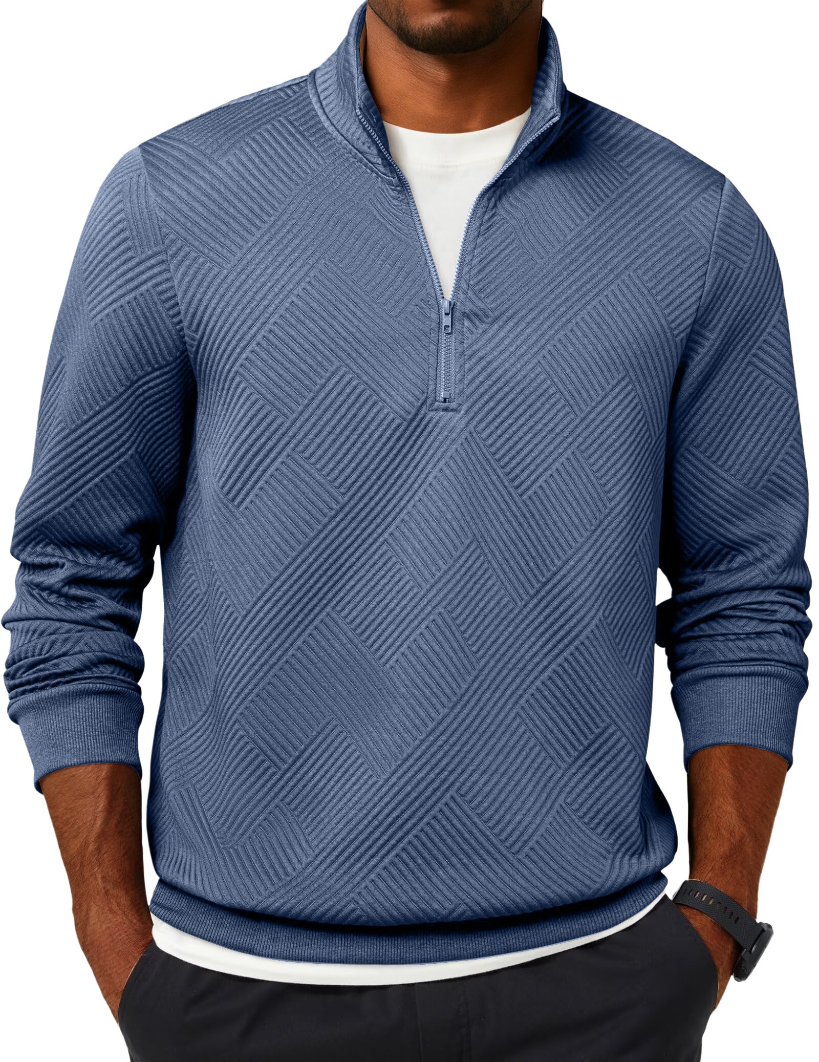 Fashionable Casual Quarter-zip Stand-up Collar Sweatshirt