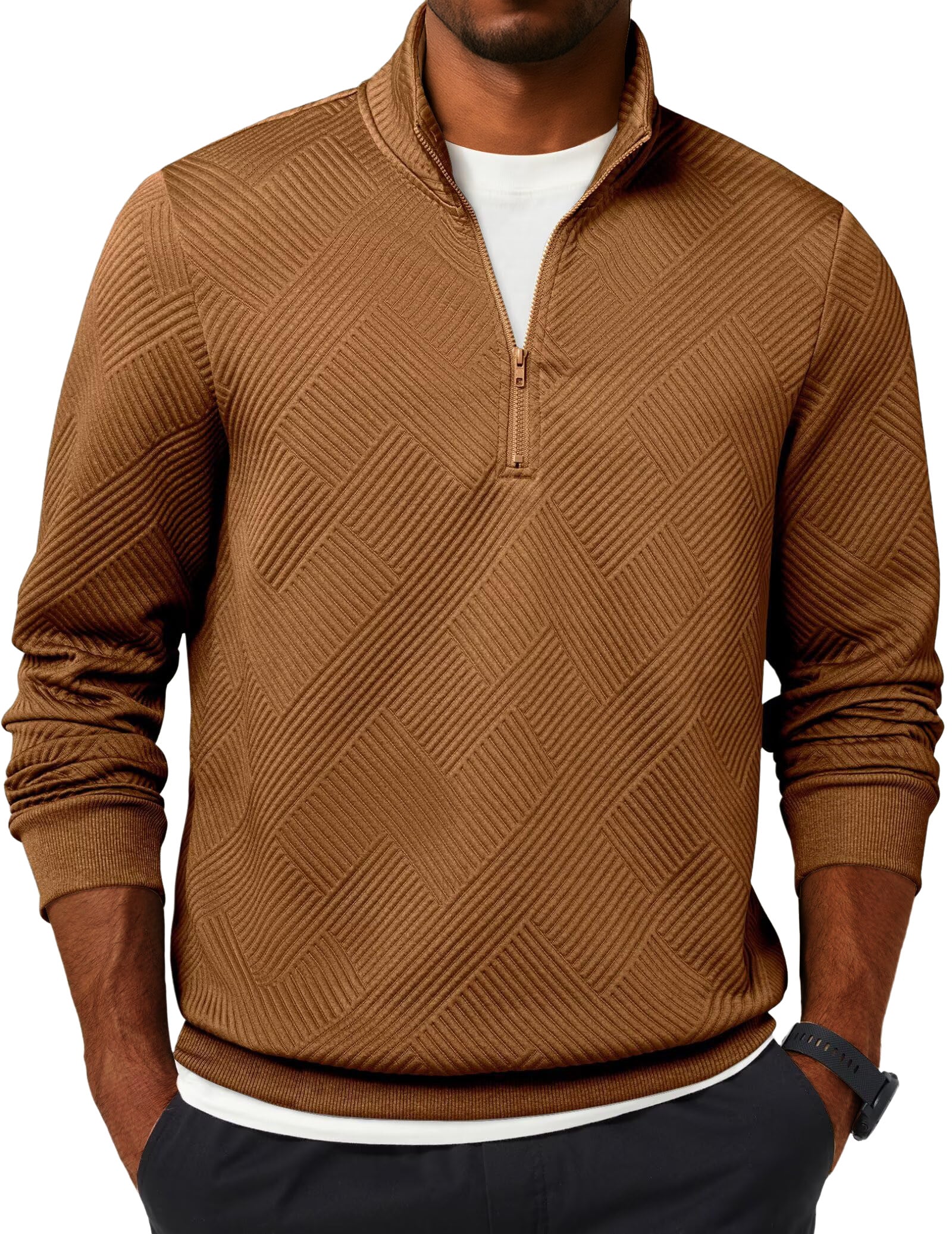 Fashionable Casual Quarter-zip Stand-up Collar Sweatshirt