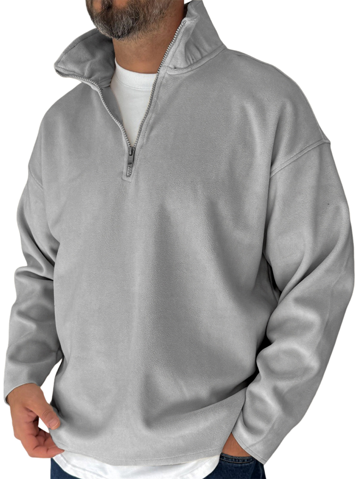 Men's Simple Fleece Half-zip Basic Pullover Sweatshirt