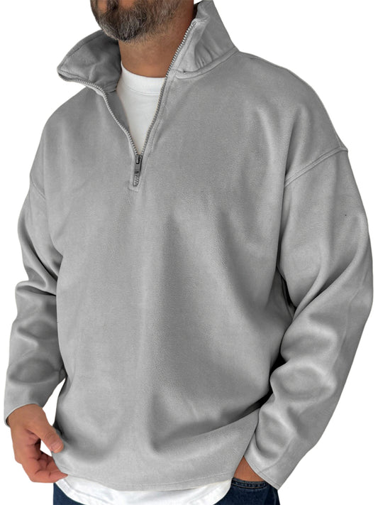 Men's Simple Fleece Half-zip Basic Pullover Sweatshirt