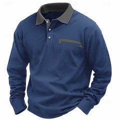 2025 NEW Arrival - Men's Cotton Waffle Patch Collar Casual Business Polo Shirt