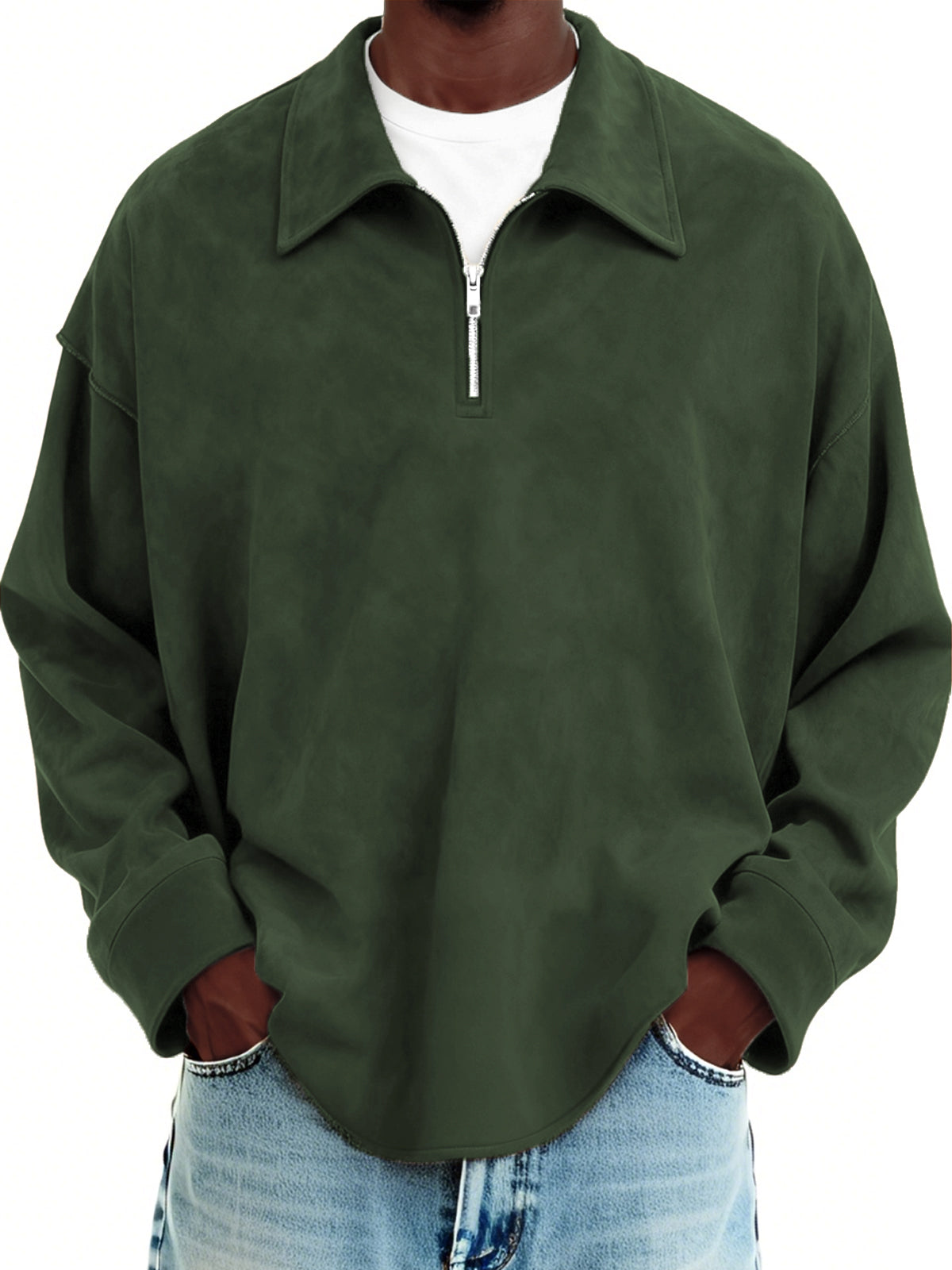 Men's Vintage Suede Quarter Zip Pullover