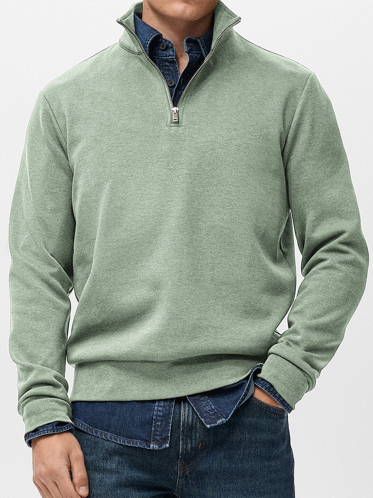 Men's Simple Heavyweight Everyday Quarter Zip Pullover
