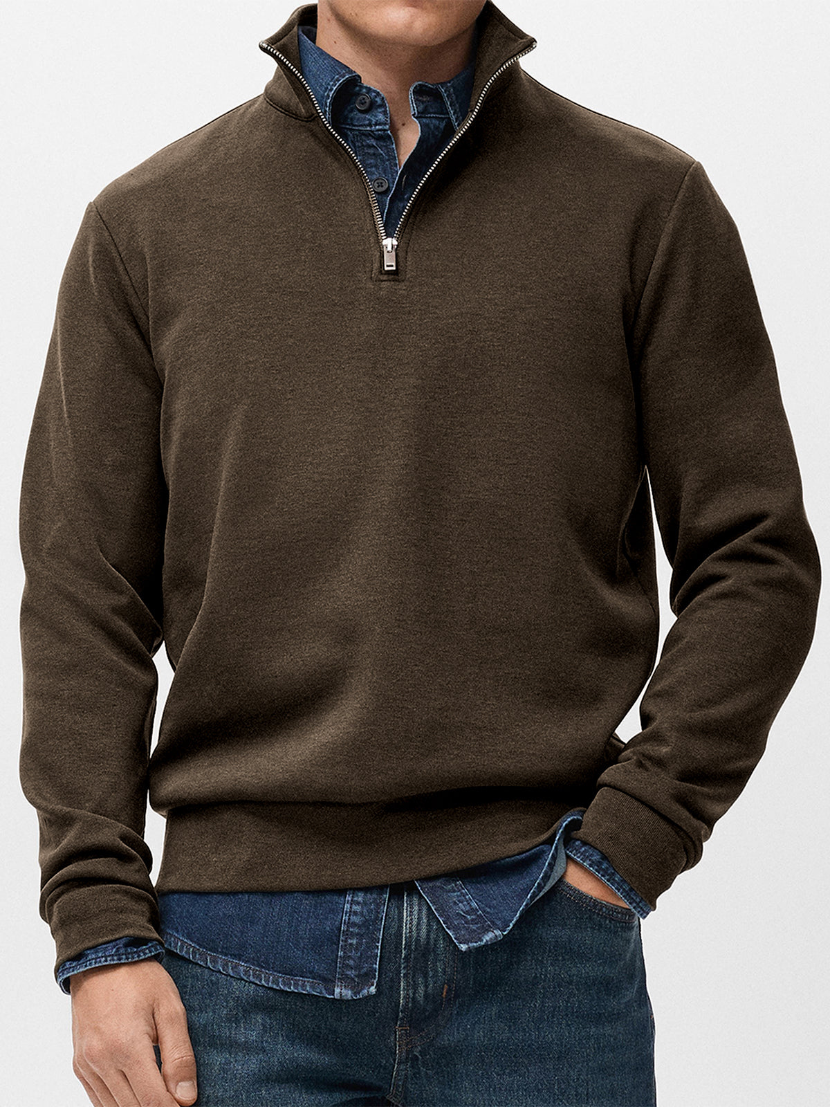 Men's Simple Heavyweight Everyday Quarter Zip Pullover