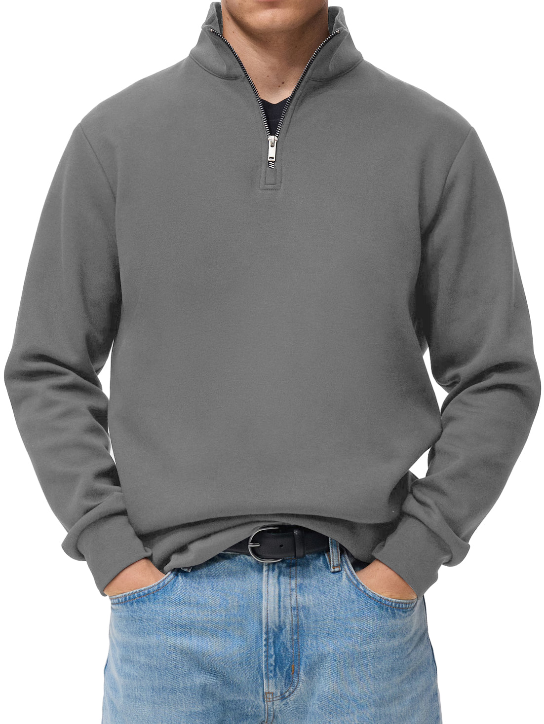 Men's Stylish And Comfortable Half-zip Stand-up Collar Casual Long-sleeved Polo Shirt