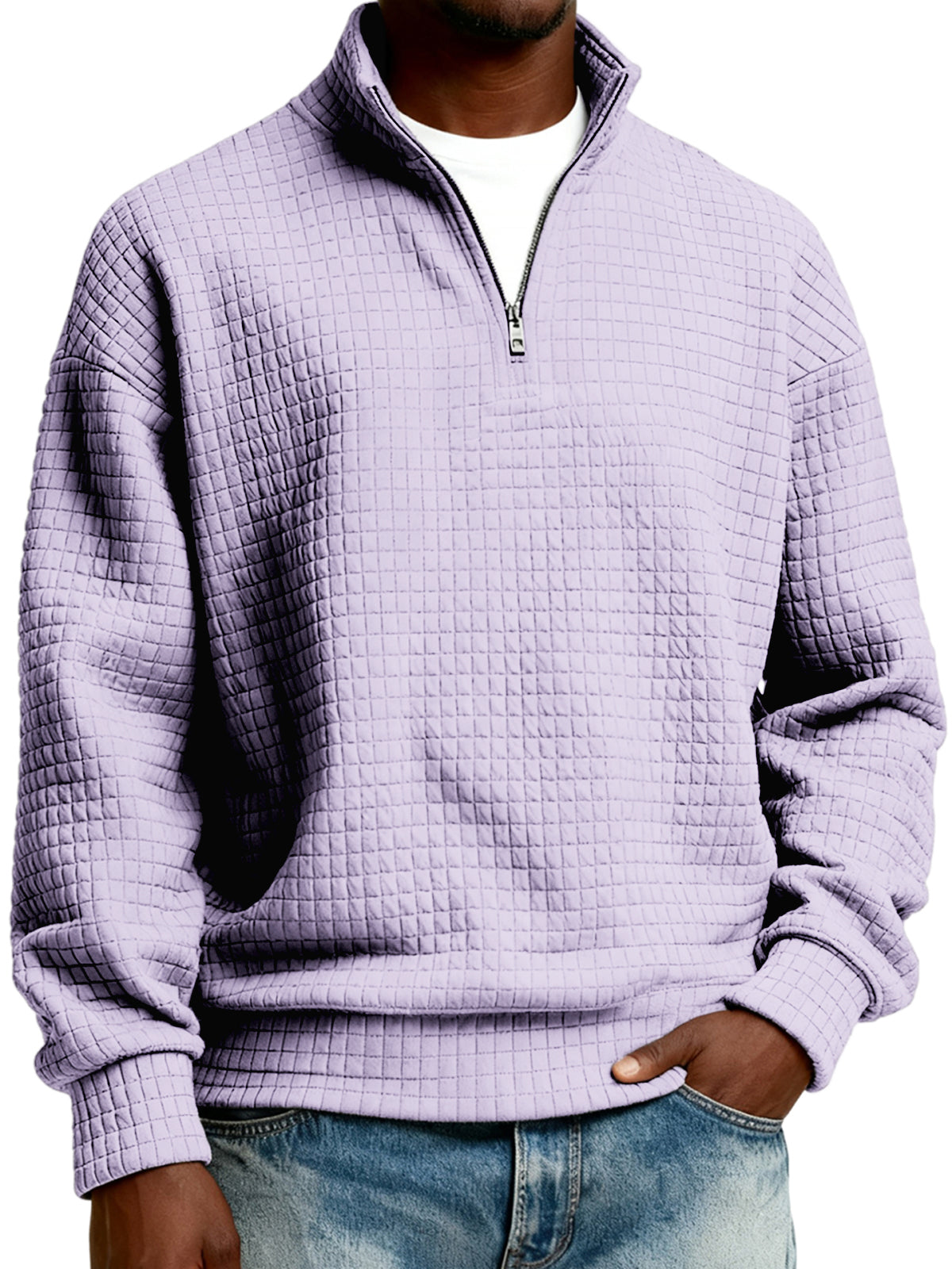 Men's Half-zip Quilted Jacquard Pullover