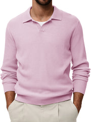 Men's Comfortable V-neck Vintage Stretch Striped Polo Shirt