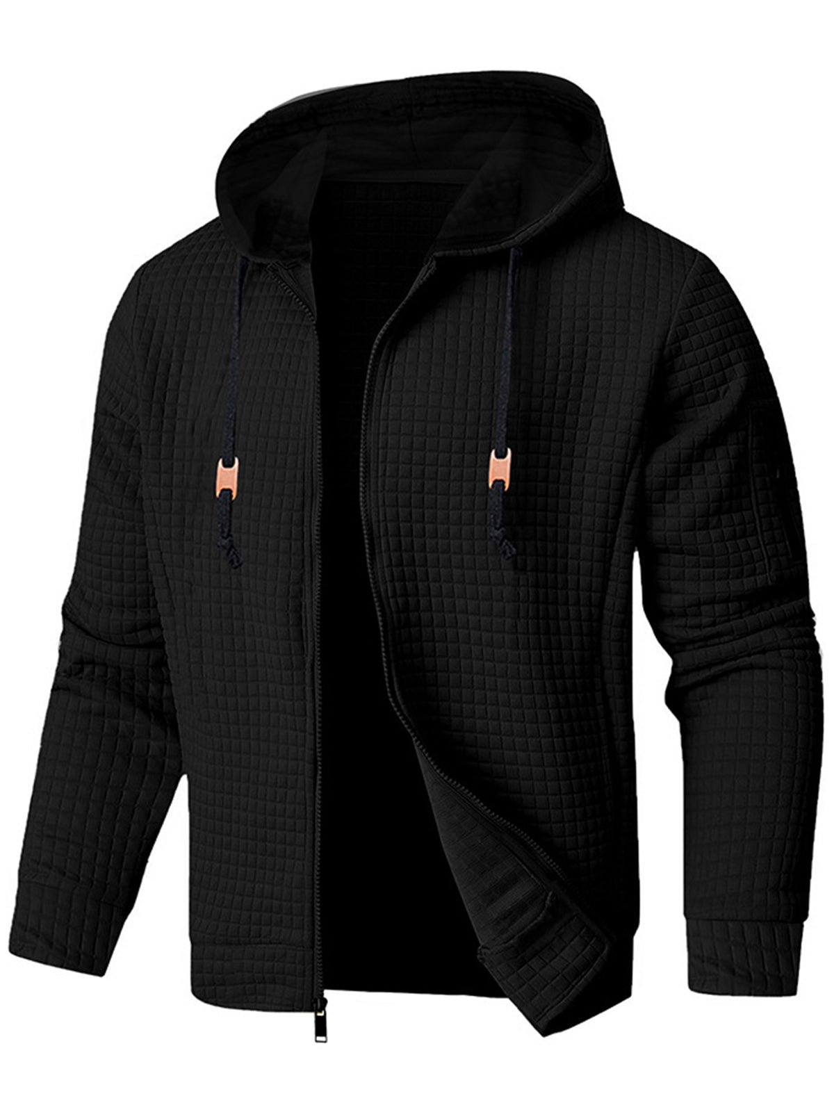Men's Full Zip Waffle Sweatshirt Casual Jacket Hoodie